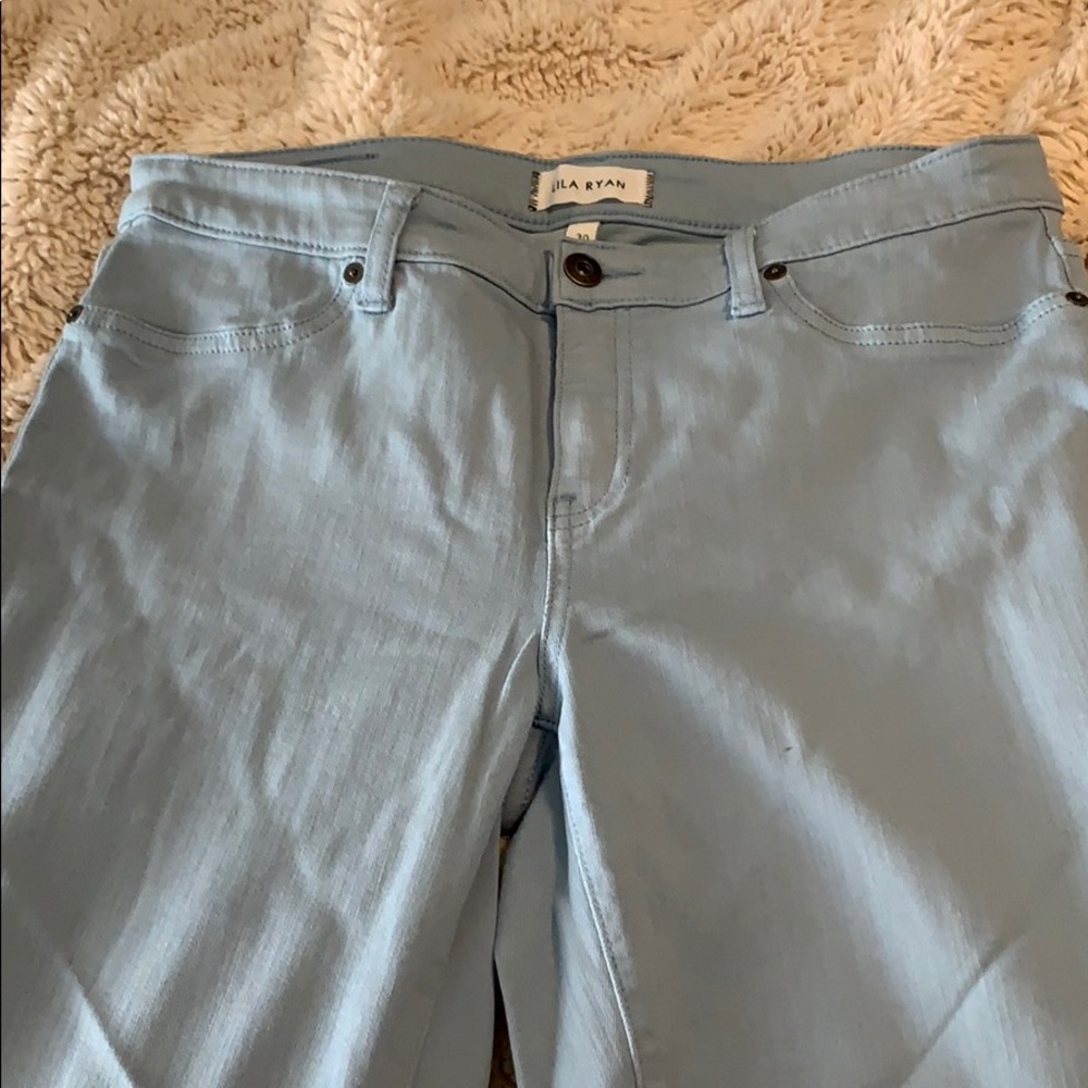 Light blue jeans; straight leg